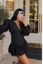 Roselenda 3D Dimensional Floral Fabric Black Mini Dress (Limited Edition) - 2