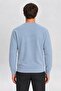 Men's Blue-Navy Blue Crew Neck Ottoman Sweatshirt - 4