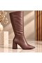 Pointed Matte Zippered 48 cm Women's Long Boots - 3