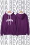 Brooklyn - New York Printed Unisex Wide Fit Plum Hoodie - 3 Thread Fleece Hooded Sweatshirt with Cord Detail