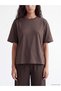Two Mt Shop Quality Xside Brown Viscose Plain Loose & Baggy Short Sleeve Women's T-Shirt - 3