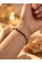 Women's Silver Color Bamboo Formed Tube Detailed Beige Beaded Bohemian Bracelet - 3