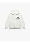 Long Sleeve Printed Oversize Hooded Zippered Sweatshirt with Pockets