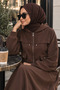 Women's Hijab Tracksuit Set with Hooded Zipper and Pockets, Double Crepe Skirt, Sporty Stylish Two-Piece Set - 4