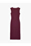 Sandy Fabric Sleeveless Double-Breasted Midi Dress with Metal Accessories - 2
