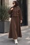 Women's Hijab Tracksuit Set with Hooded Zipper and Pockets, Double Crepe Skirt, Sporty Stylish Two-Piece Set