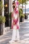 Women's Hooded Plaid Patterned Knitwear Cardigan Long Relaxed Fit Pocketless Casual Cardigan - 4