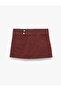 Button Detailed Relaxed Fit Cotton Mini Short Skirt