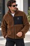 Men's Oversize Lamb Welsoft Warm Plush Fleece Jacket with 3 Pockets, Full Zip, Full Size, Ecru, Navy Blue, Black, Coffee, Green