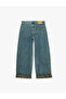 Leopard Printed Layered Long Cotton Straight-Leg Denim Trousers - Straight Fit Jean - 2