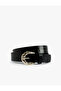 Crocodile Textured Faux Leather Belt with Metal Buckle