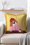 Cute Glasses-Wearing Dog Figurine with Coffee Enjoyment Theme and Tassel Pillow Cover - 3
