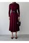 Women's High Neck Belted Long Knit Dress - 5