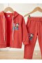 Girls' Printed Hooded Zippered 2-Piece Cotton Set Sweatshirt & Sweatpants Suitable for Kindergarten Nursery - 3