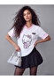 Two Mt Shop Quality Xside White Combed Cotton Printed Oversize Short Sleeve Women's T-Shirt