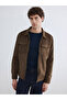 Regular Fit Shirt Collar Men's Suede Coat