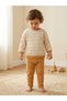 Lcw Baby Brown Crew Neck Striped Baby Boy Sweatshirt and Pants
