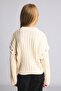 Crew Neck Ribbed Sleeve Detailed Basic Sweater for Girls I6229A826Wn - 5