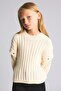 Crew Neck Ribbed Sleeve Detailed Basic Sweater for Girls I6229A826Wn - 3