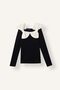 Contrast Bow Collar Ribbed Camisole Long Sleeve Basic T-Shirt Girl I3794A826Au