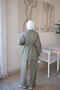 Khaki Zippered Tunic and Trousers Set with Piping Detail - 5