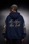 Men's Navy Blue Silence Patch Embroidery Oversize Hoodie - 3