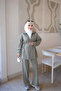 Khaki Zippered Tunic and Trousers Set with Piping Detail - 2
