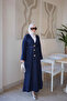 Navy Blue Accessory Belted Long Denim Cap - 2