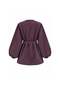 Balloon Sleeve Belted Cap Burgundy - 2