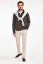 Men's Brown Standard Fit Regular Cut Fleece Lined Bato Collar Cotton Sweatshirt - 2