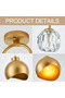 2 - Light Modern Pendant Light with Crystal Accent, Gold Pendant Light Hallway, Unique Hanging Light Fixture for Entryway, Bedroom, Kitchen Island - 3