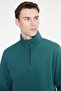 Men's Dark Green Standard Fit Regular Cut Fleece Inside Bato Collar Cotton Sweatshirt - 4