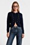Napoleon Buttoned Knitwear Cardigan Lki̇0054 Dark Blue