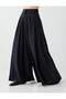 Black Pleated Detailed Wide-Leg Modal Palazzo Trousers - 4