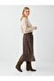 Brown Plaid Patterned Cotton Blend High Waist Midi Skirt - 2