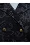 Shirt Collar Mixed Patterned Buttoned Front Quilted Jacket - Dark Navy Blue - 8
