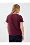 Burgundy Round Neck Short Sleeve Modal T-Shirt - 5