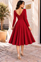 Stylish Posture Women's Boat Neck Long Sleeve Double Breasted Long Evening Dress - 5