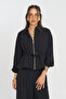 Women's Zippered, Laced Waist, Flowy Solid Color Jacket - 3