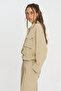 Women's Drawstring Waist Double Pocket Flowy Solid Color Jacket - 3