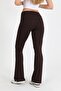 Women's Folded Waist Brown Spanish Leggings - H5989 - 7