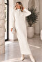 Zippered Collar Knitwear Dress K3055 Ecru
