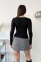 Women's U-Neck Long Sleeve Basic Body Black - 27K 25161 - 4
