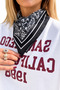 Black and White Patterned Satin Women's Scarf Bandana 50X50 cm Standard Size Hair Neck Bag Accessory - 2