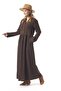 Nazlı Flannel Shawl Pattern Buttoned V-Neck Long Sleeve Winter Long Dress Coffee Khv - 6