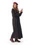 Nazlı Flannel Shawl Pattern Buttoned V-Neck Long Sleeve Winter Long Dress Black Syh - 7