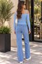 Timeless Elegance Women's Off-The-Shoulder Strap Detail Boat Neck Long Sleeve Ribbed Camisole Blouse - 3