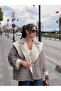 Double-Sided Shawl Detailed Plaid Pattern Jacket - 8637 - 2