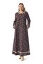 Feriha Flannel Buttoned Long Sleeve Winter Long Dress with Violet Pattern Purple Purple