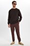 Unisex Relax Fit Comfortable Cut 100% Cotton 3 Thread Basic Brown Crew Neck Sweatshirt - 2